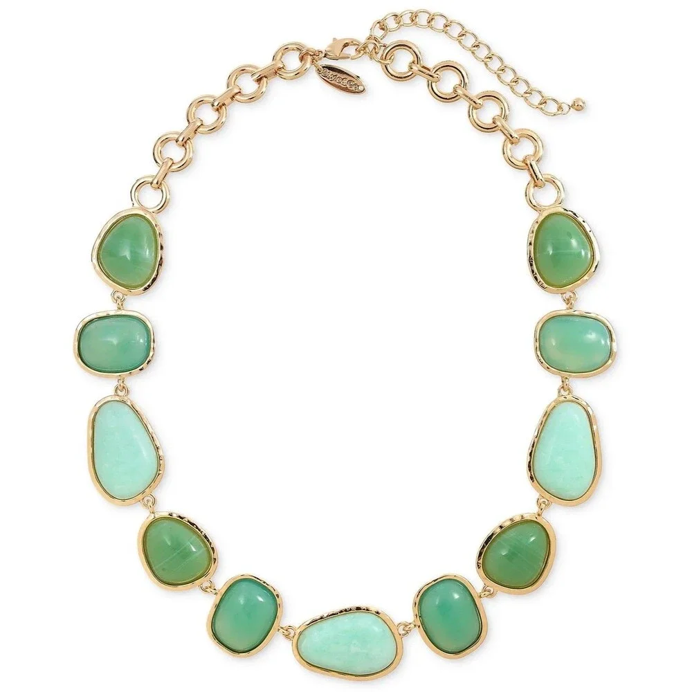Style & Co. Gold-Tone Green Stone Statement Necklace & Matching Earring Set NWT